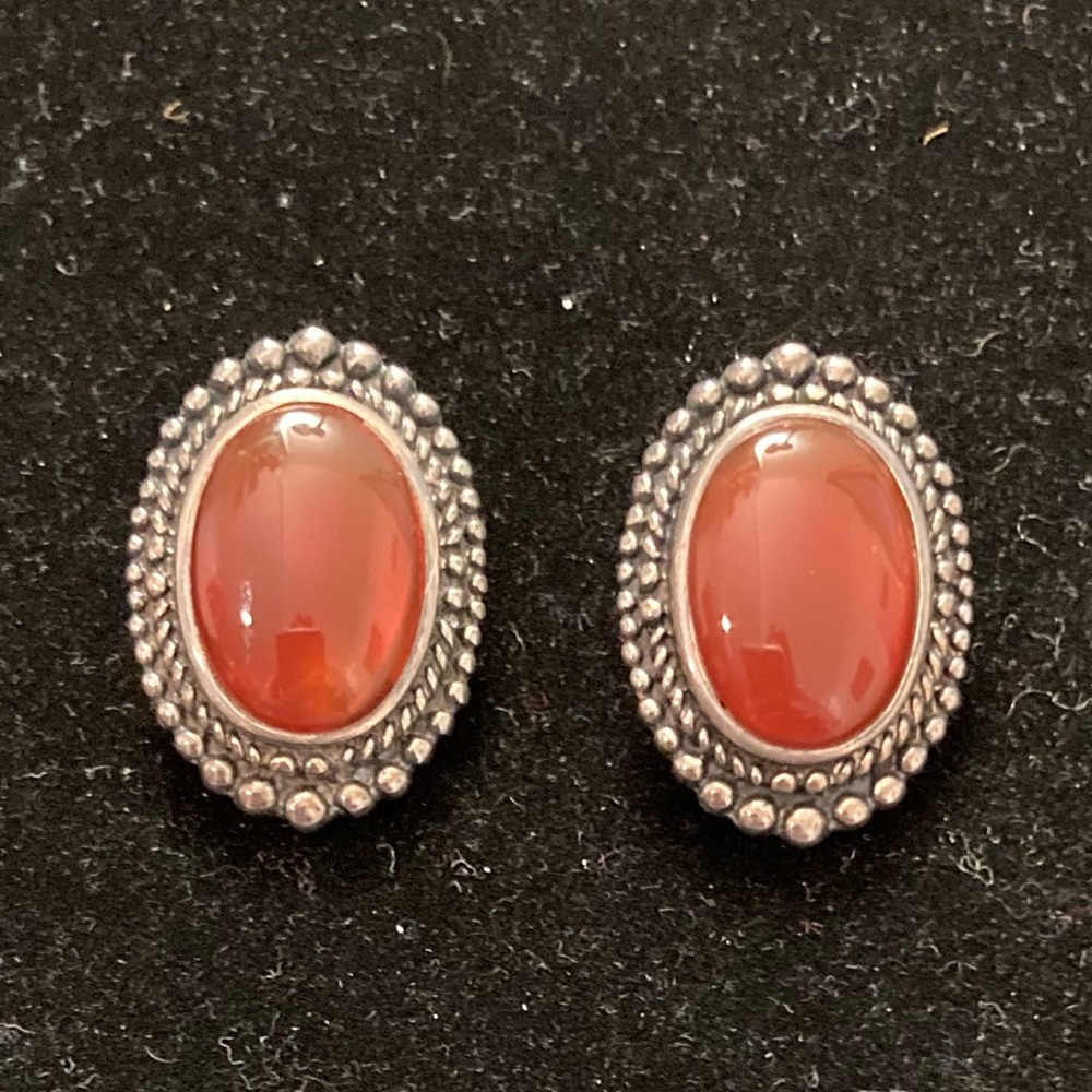 Mark Wasserman Samara Sterling Silver Carnelian Clip Earrings